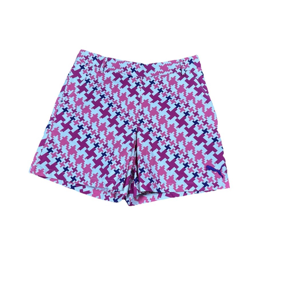 Puma Women's Golf Novelty Short‎ White pink purple Size 10 shorts